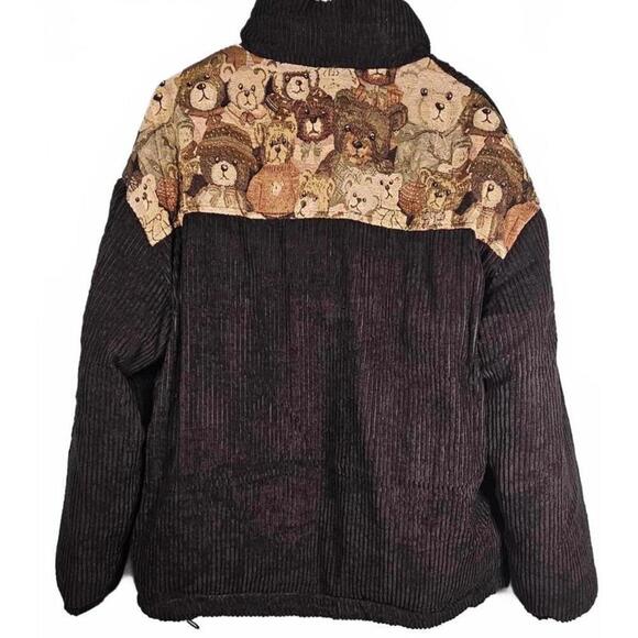Stiwaup Women's Cozy Plush Bear-Themed Corduroy Jacket - Picture 8 of 8